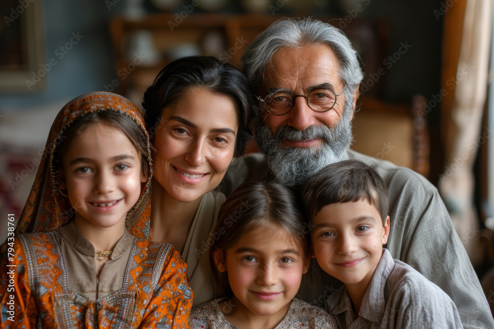 A family portrait taken during a reunion, reuniting relatives from near and far to create cherished memories. Concept of family gatherings and reunion. Generative Ai.