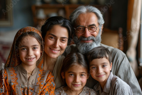 A family portrait taken during a reunion  reuniting relatives from near and far to create cherished memories. Concept of family gatherings and reunion. Generative Ai.