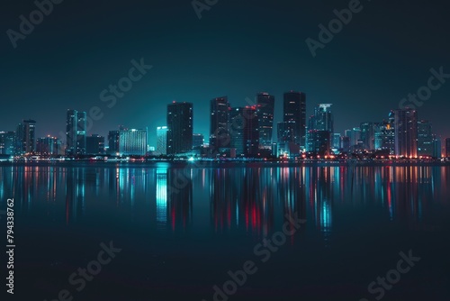 Night Lights  Stunning Miami Skyline  Downtown Cityscape with Glowing Skyscrapers and Urban