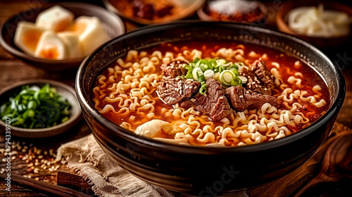 Beef noodle soup, Taiwanese dish with tender braised beef, noodles, and vegetables in a rich and flavorful broth