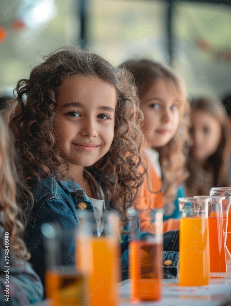 Children from diverse backgrounds playfully experiment with simple machines in a brightly lit, educational classroom setting
