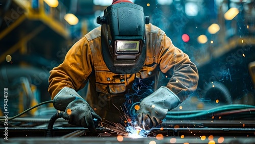 Underwater welder in advanced gear repairing an oil rigs foundation. Concept Underwater Welding, Oil Rig Repair, Advanced Gear, Underwater Construction, The Deep Blue Sea