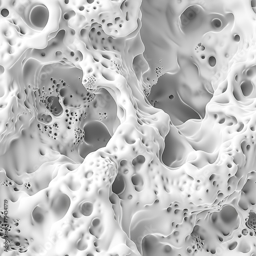 Seamless abstract pattern, 3D illustration with white cellular texture