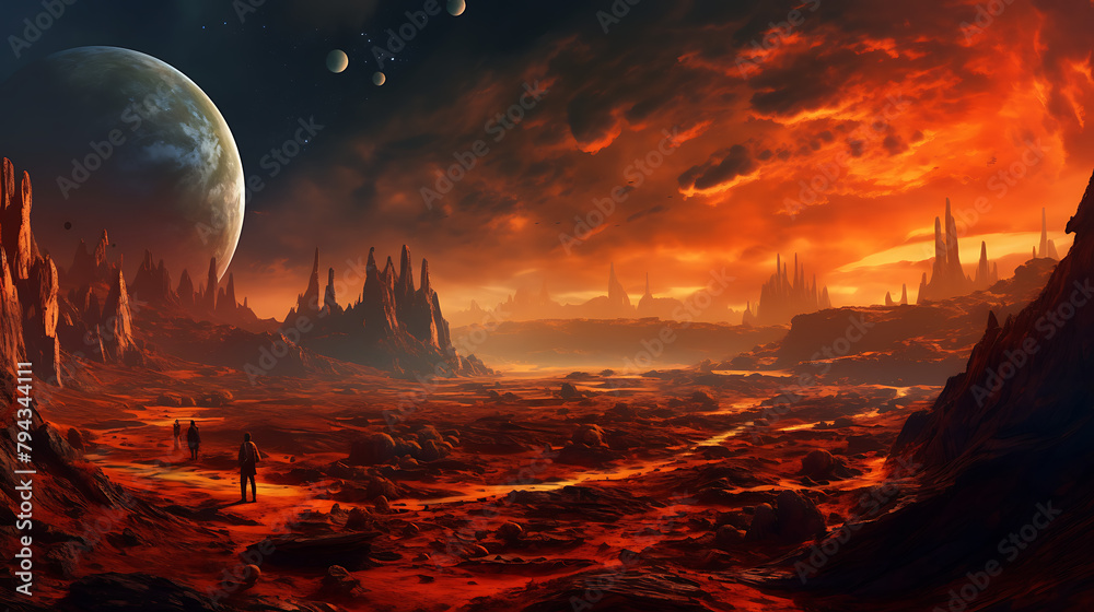 Flaming alien planet Flaming alien planet