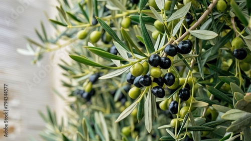 Olive branch with olives, tree nature concept close-up (ID: 794344577)