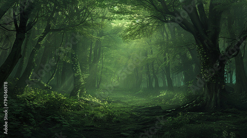 A deep forest green, unmarked and vast.