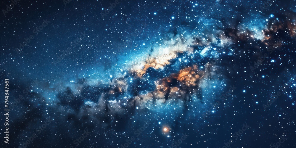 Fototapeta premium Looking up at a canvas of twinkling stars overhead, the night sky alive with constellations and the promise of adventure