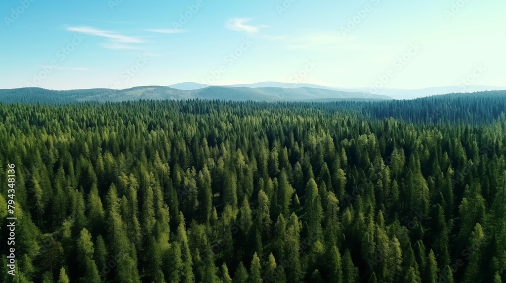 green pine forest aerial view in summer. green pine forest aerial view in summer.