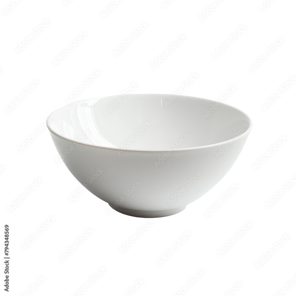 A pristine white serving bowl stands alone against a transparent background A pristine white serving bowl stands alone against a transparent background