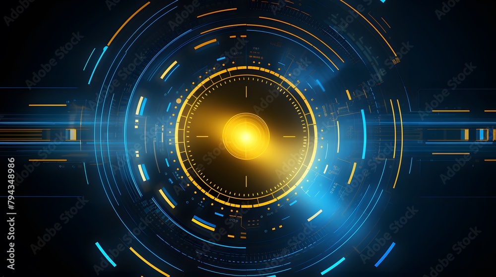 yellow and blue Abstract technology background circles digital hi-tech technology design background. concept innovation. vector illustration yellow and blue Abstract technology background circles digital hi-tech technology design background. concept innovation. vector illustration