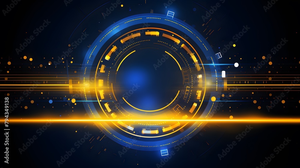 yellow and blue Abstract technology background circles digital hi-tech technology design background. concept innovation. vector illustration