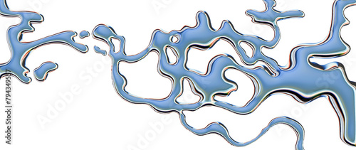 3D chrome liquid background silver abstract futuristic shape, fluid metal mercury glossy surface. Surreal hologram chromatic effect blob wallpaper neon dynamic wave banner. Liquid chrome shiny clipart