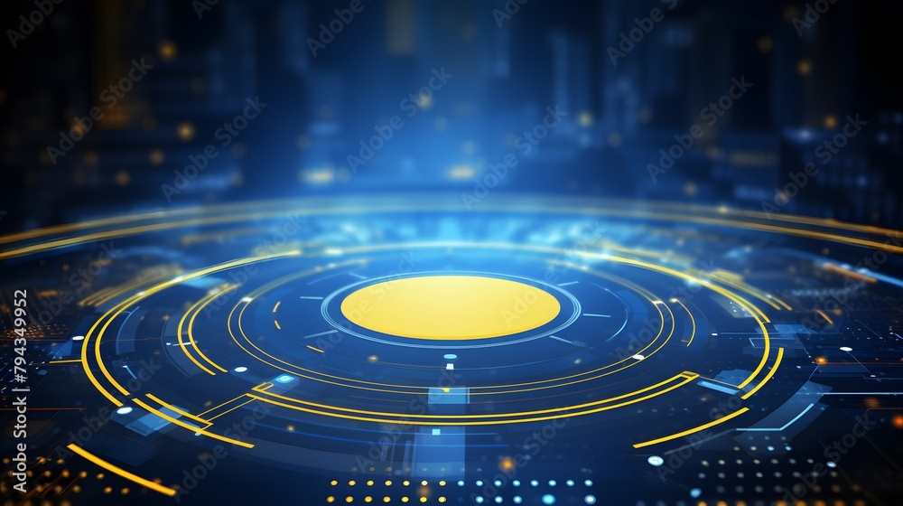 yellow and blue Abstract technology background circles digital hi-tech technology design background. concept innovation. vector illustration yellow and blue Abstract technology background circles digital hi-tech technology design background. concept innovation. vector illustration
