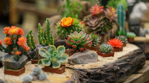 Mini cacti or succulents are always eye catching and visually appealing
