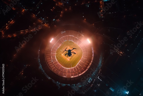 Drone shot of cricket stadium