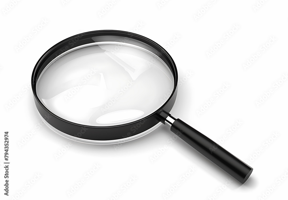 Isolated black magnifying glass on white background, generative AI Isolated black magnifying glass on white background, generative AI