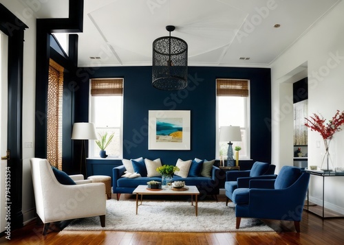modern stylish and minimalist living room 3d interior design decor  