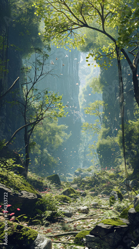 Sunlit Forest Path  