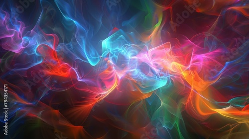A symphony of abstract light spectrum waves crashing and colliding in a mesmerizing display.