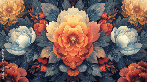 Design intricate and mesmerizing kaleidoscopic illustration featuring blooming flowers rendered in an abstract expressionism aesthetic © Imran
