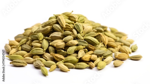 Fennel seeds isolated on white background. Clipping path.