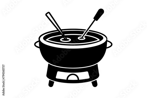 fondue pot silhouette illustration