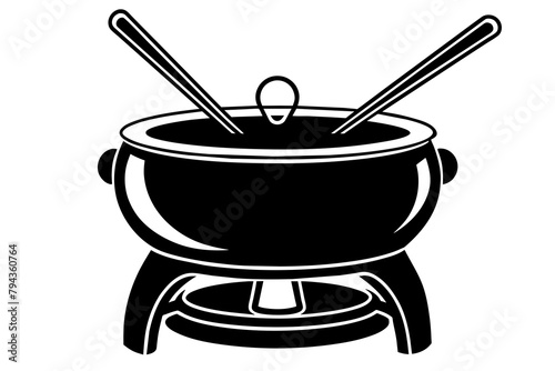 fondue pot silhouette illustration