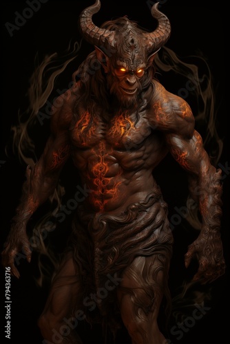 Abstract Colorful Illustration of an Ifrit on a Black Background