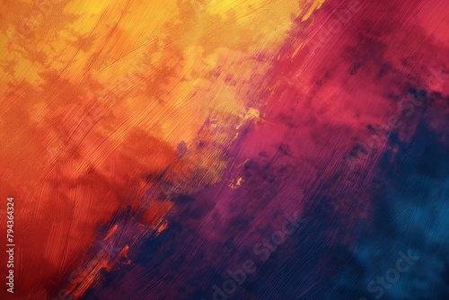 Vibrant and colorful paint-textured abstract background with orange  yellow  and purple brush strokes  creating a modern and artistic design for wallpaper  canvas  or creative projects