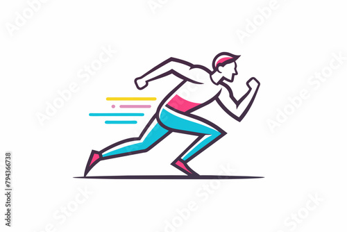Draw A picture of A Runner athlete man logo Icon  vector style  Minimalist  creative  White background
