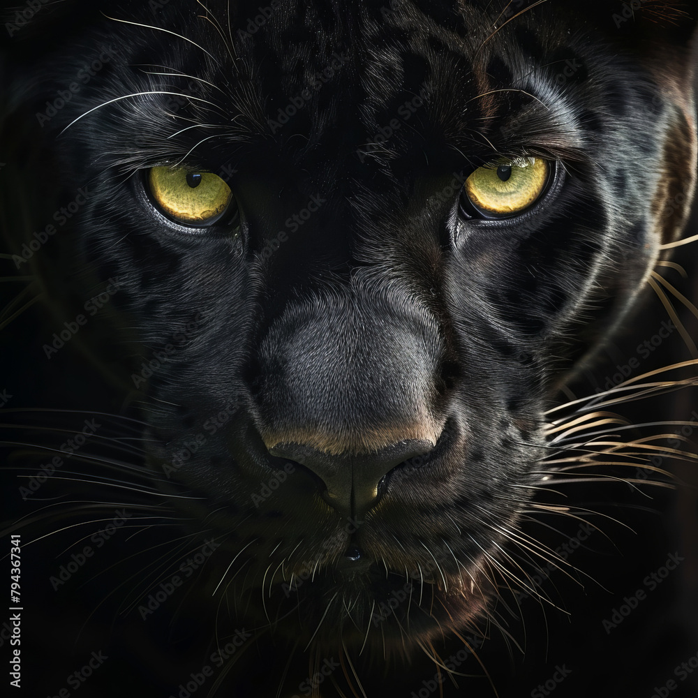Black panther on a black background. A symbol of luxury and elitism, strength and beauty. Black panther on a black background. A symbol of luxury and elitism, strength and beauty.