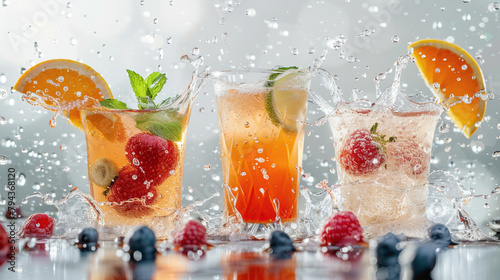 splashing cocktails collection isolated on white backgroundt photo