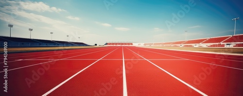 Empty running track with blue sky