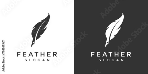 Feather signature pen logo. Feather signature logo design inspiration	
