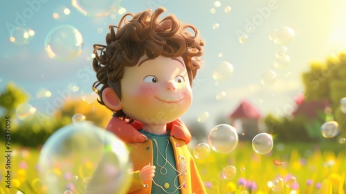 A whimsical 3D rendering of a charming kids character AI generated illustration
