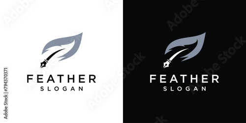 Feather signature pen logo. Feather signature logo design inspiration	
