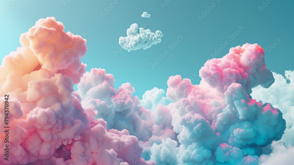 A whimsical landscape of floating pastel clouds   AI generated illustration