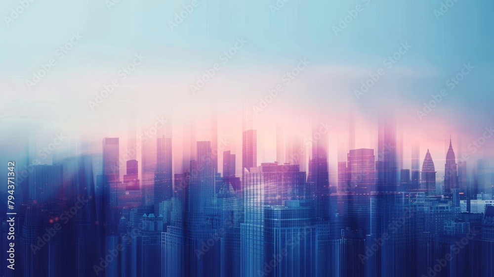 Abstract city skyline with soft edges   AI generated illustration