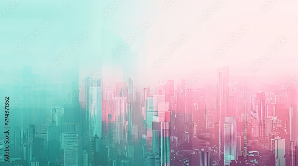 Abstract cityscape with a pastel color scheme   AI generated illustration