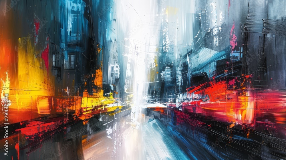 Abstract cityscape with a playful twist   AI generated illustration