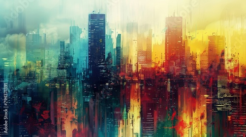 Abstract cityscape with a unique and artistic flair   AI generated illustration © ArtStage