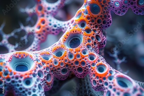 Archaic Archaea:Vibrant Fractal-Inspired Structures of Ancient Extremophilic Microbes photo