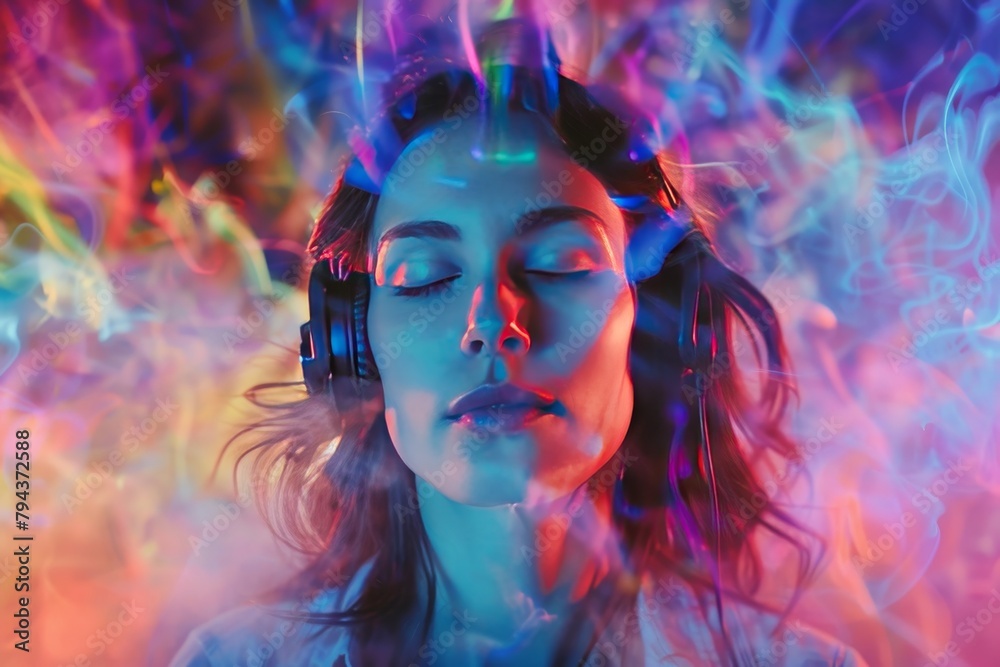 Fototapeta premium Optimizing Sleep Behavior with Scientific Techniques: Combining NREM Sleep Studies and Healthy Sleep Habits for Enhanced Sleep Environment and Technology Integration.