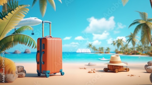 summer vacation concept, travel background with copy space. © hamad