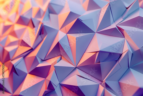 Alayout with dark purple and pink colors, featuring lines and triangles. An abstract illustration with glittery triangular shapes 