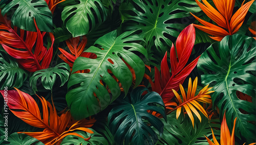 beautiful tropical leaves background botanical
