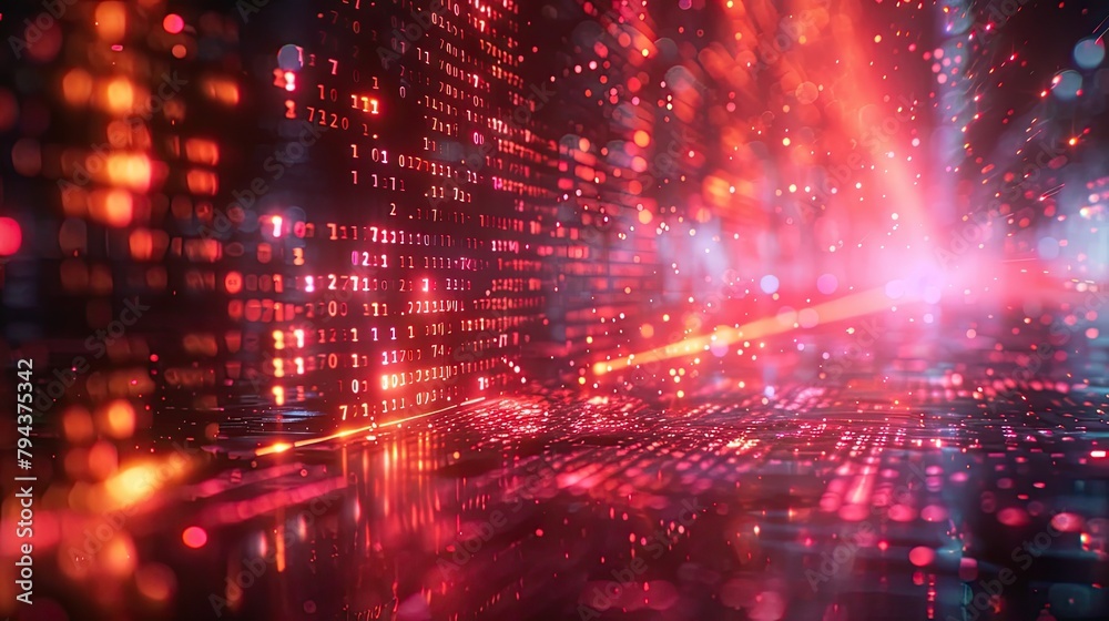 Glowing Futuristic Grid with Radiant Data Visualizations and Cinematic Lighting