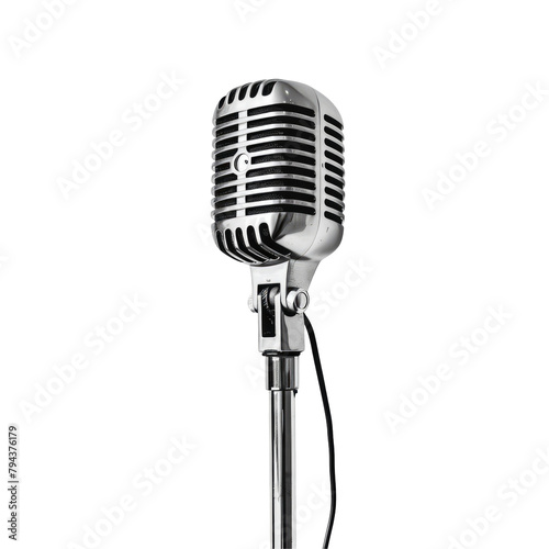 Obraz na płótnie A microphone set against a pristine transparent background standing out beautifully on a clear transparent background w salonie