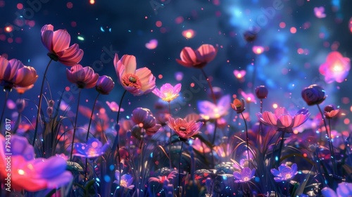 Experience the magic of nightblooming flowers as they come alive in a luminous explosion of color. photo