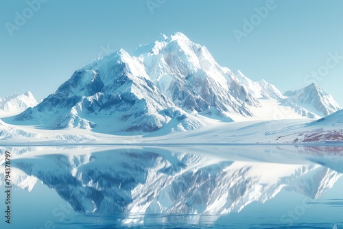 Serene Glacial Landscape Reflected in Pristine Alpine Lake